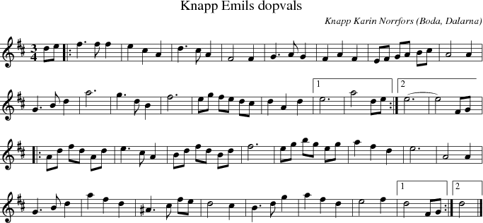 Knapp Emils dopvals