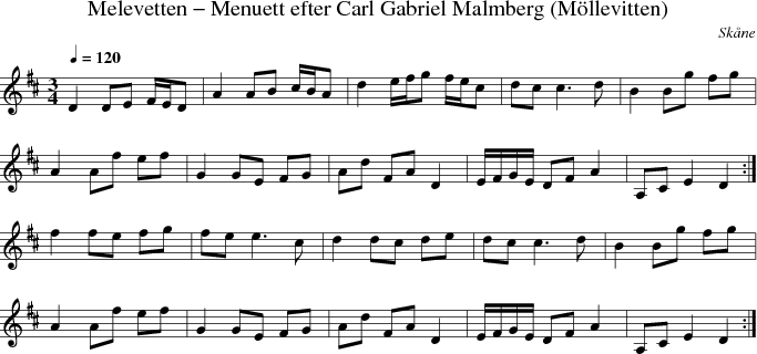 Melevetten - Menuett efter Carl Gabriel Malmberg (Mllevitten)